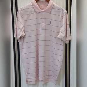 Bobby Jones Performance Polo, Pink w/blue&white‎ stripes, Mens M